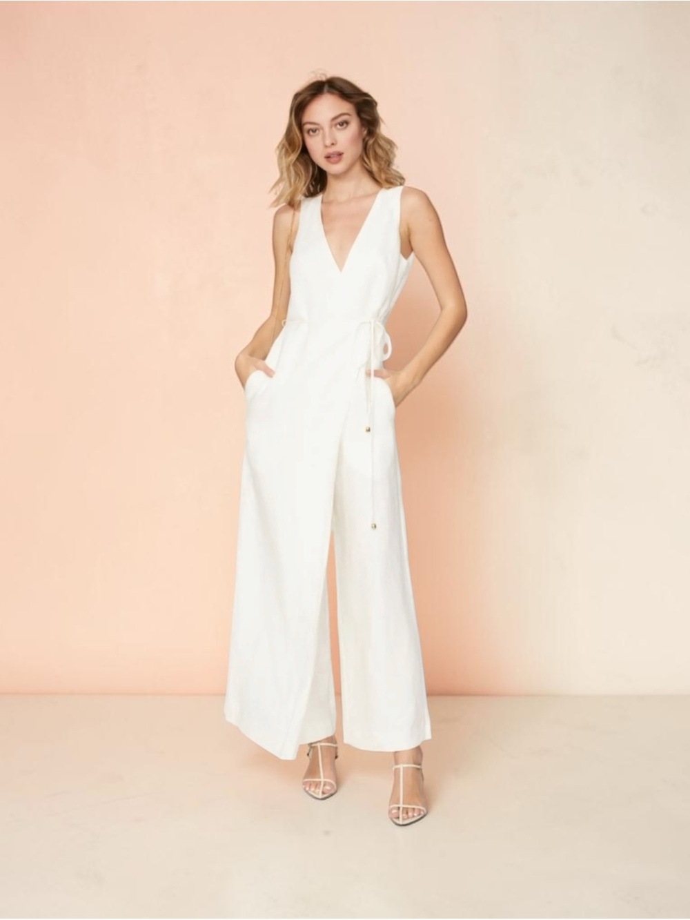 Rosetta Getty Collective White Apron Jumpsuit Size 14